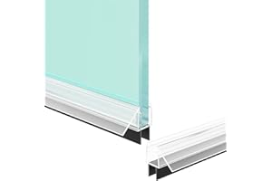 BOUGAINORA Shower Door Bottom Seal Strip, 2PCS Seal Strip, Clear PVC, 36" Length, Fits 6mm Thick Glass, Prevents Leaks, Easy Installation, No Adhesive Required (Ultra Clear & Black, 36in for 1/4"(6mm) Door)
