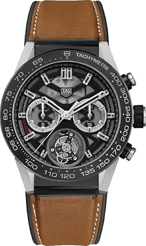 TAG Heuer Carrera Titanium on Brown Calf Skin Rubber / Leather Strap CAR5A8Y.FT6072