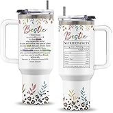 Uibunoo Besties Gifts for Women, 40 Oz Friend Tumbler with Handle & Straw, Friends Cup, Thanksgiving Christmas Birthday Gifts for Besties Women, Bestie Cup, Friendship Gift for Her Bff Female, 1 PCS