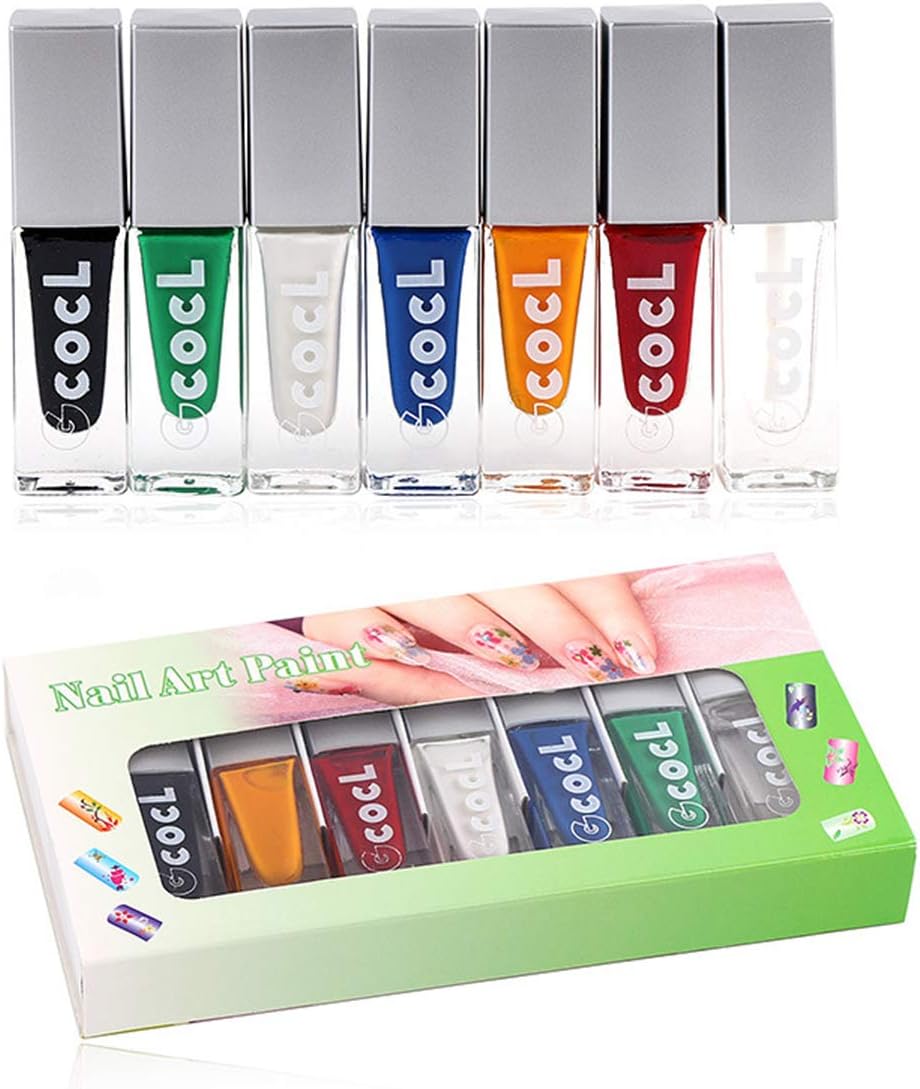 Fercaish New Stamping Nail Polish - Eco Friendily Fast Drying and Easy to Color Solid Color Nail Art Polish Set for Manicure Printing Stamping Plate (7 Bottles)