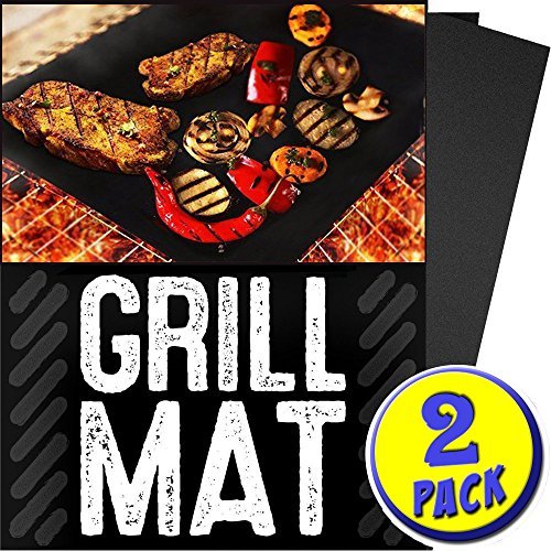 Professional Grill Mat - Non-Stick Grill Mats 13 X 16inch - FDA-Approved PFOA Free Reusable And Easy To Clean BBQ Accessories For Gas Charcoal Electric BBQ Grill Baking Mats And More (2)