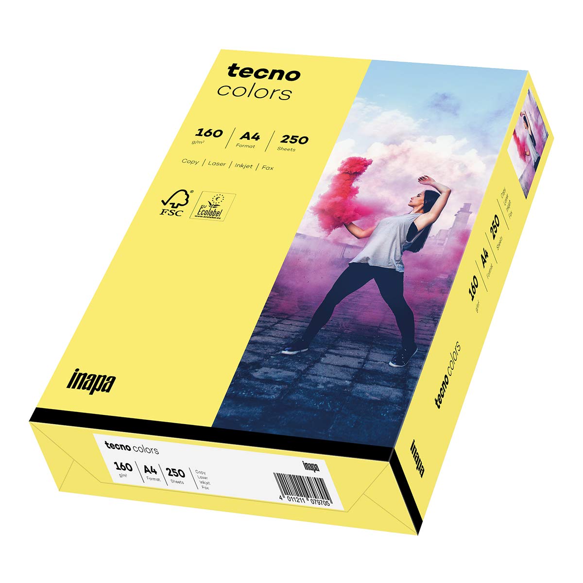 inapa Coloured Printer Paper Tecno Colours 160 g/m² A4 250 Sheets Medium Yellow