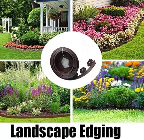 GARDEN EDGING，60FT LANDSCAPE EDGING WITH 60 SPIKES FOR LAWN 2 INCH TALL (60FT, BROWN)