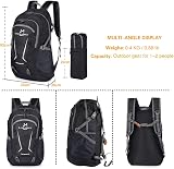 Loocower 45L Lightweight Foldable Backpack Black 45L Daypack Hiking view 2