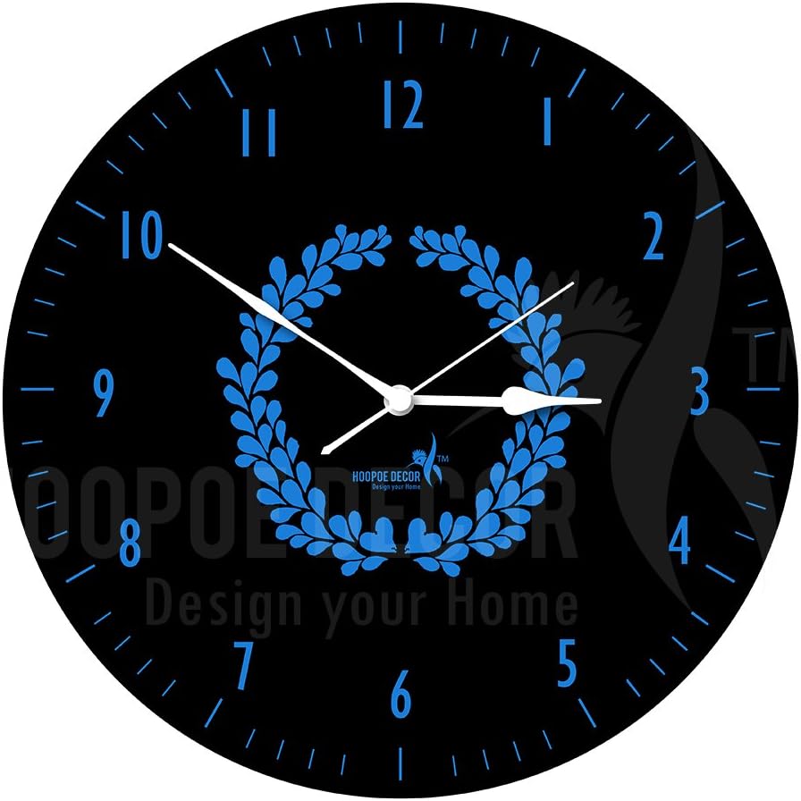 Hoopoe Decor Abstract Floral Design 2 Blue Trendy Wall Clock
