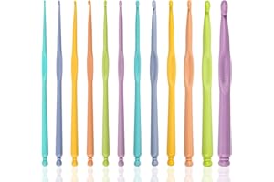 Plastic Crochet Hooks 12 pcs Different Sizes (2.0mm - 10.0mm) Crochet Needles QLRFFLJOY Colorful Crochet Hook Set DIY Yarn Weaving Tools for Scarf Hat Gloves Knitting