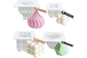 Silicone Candle Molds, 4PCS Bubble Molds for Candle Making, Soap Making Resin Mould for Handmade Chocolate, Pudding, Clay, Or