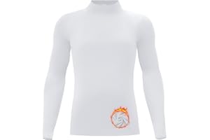 Poekuao Youth Boys Thermal Compression Shirt Long Sleeve Fleece Undershirt Athletic Base Layer for Soccer Football Baseball