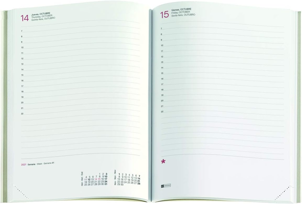 MIQUELRIUS - Yearly Agenda 2021 Agora - Castilian, Day Page, Size 155 x 213 mm, Paper 70 g, Semi-Leather Cover, Black - Image 3