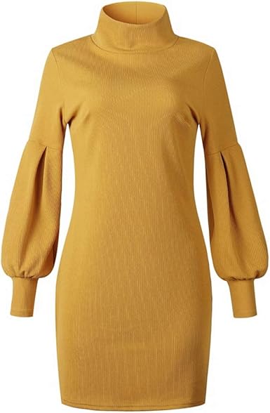 yellow turtleneck sweater dress