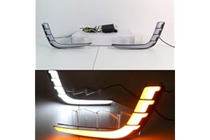 July King LED Daytime Running Light Compatible for Suzuki Swift 2014-2016, LED Front Bumper DRL + Yellow Turn Signals Light