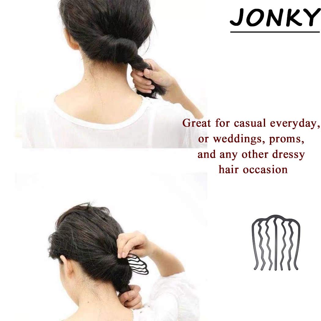 JONKY Vintage Alloy Paint U Shape Black Hair Side Combs Hair Tools for Hairstyle Hair Accessories Hair Side Combs Updo Combs Work Party Gifts for Women and Girls （Black） : Beauty