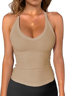iGENJUN Workout Tops for Women Racerback Basic Tank Summer 2026 Camisole V Neck Slim Fit Ribbed Sleeveless