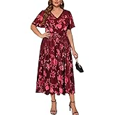 TIYOMI Plus Size Velvet Dress for Women Formal Cocktail Satin Dresses for Wedding Guest XL-5XL (14W-28W)