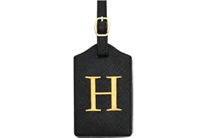 CHOIEO Luggage Tag PU Leather for Suitcase Baggage Handbag Travel Bag Label Suitcase Tag Suitcase Label Tag w. Name Card & Privacy Cover (H)