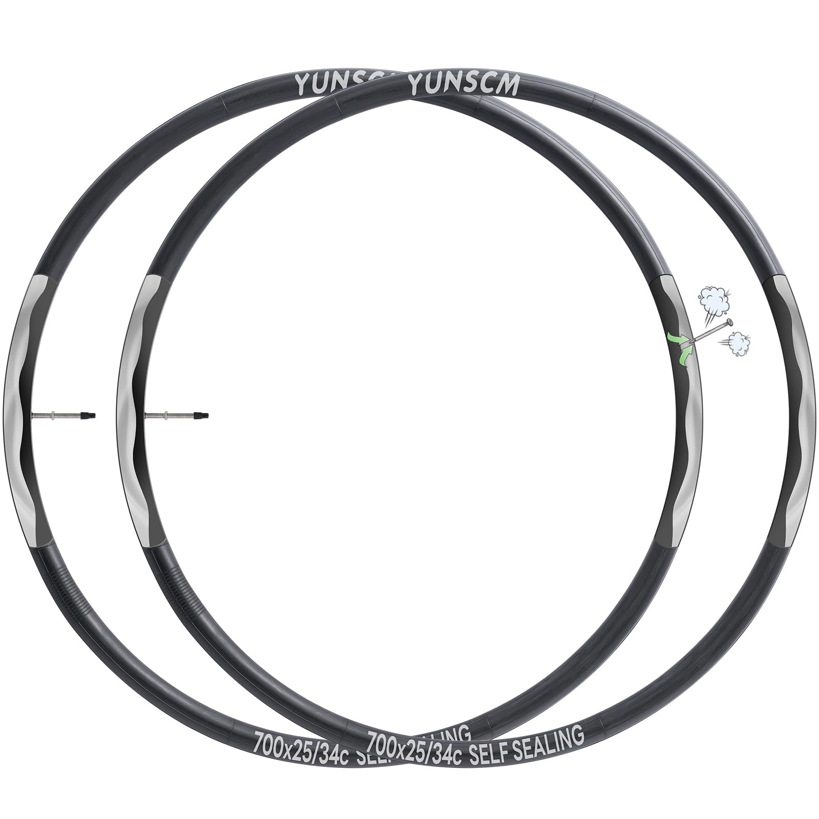 Photo 1 of 2-PCS 700C Self-Sealing Bike Tubes 700x25C 700x30C 700x32C 700x34C RFV60mm Automatic Repair,Puncture Resistant Compatible with 700 x 25C/28C/30C/32C/34C Heavy Duty Bicycle Tire Tubes Presta Valve