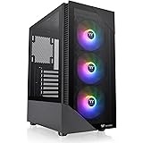 Thermaltake View 200 TG ARGB Motherboard Sync ATX Tempered Glass Mid Tower Computer Case with 3x120mm Front ARGB Fan, CA-1X3-