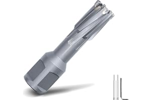 GRIXLEN 25/32" x 1-3/8" Annular Cutter with Weldon Shank,Carbide Tip Annular Drill Bit for Stainless Steel, Iron (1-3/8" Depth, 25/32" Diameter)