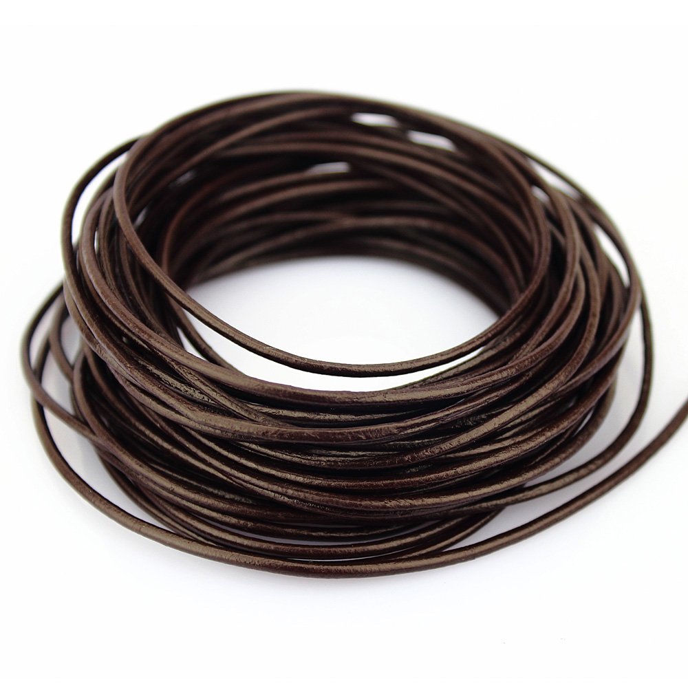 LolliBeads (TM) 2 mm Genuine Round Leather Cord Braiding String Dark Brown Espresso 10 Meters (10 Yards)