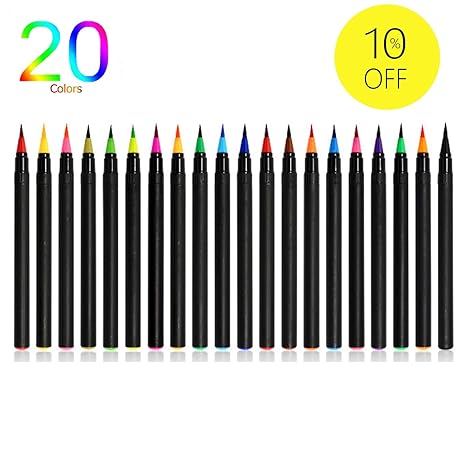 Hfan Set Di Pennarelli Ad Acquerello 20 Colori Con Punta