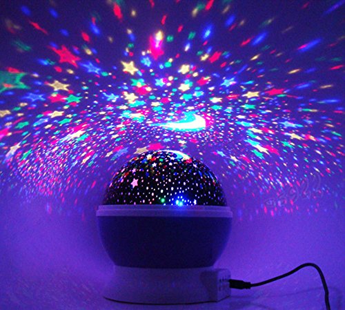 Ecandy Constellation Night Light Projector Lamp 360 Degree Rotating 3 Mode Romantic Cosmos Star Sky Moon Bedroom Light for Children,Baby Bedroom,Christmas Gifts,Pink