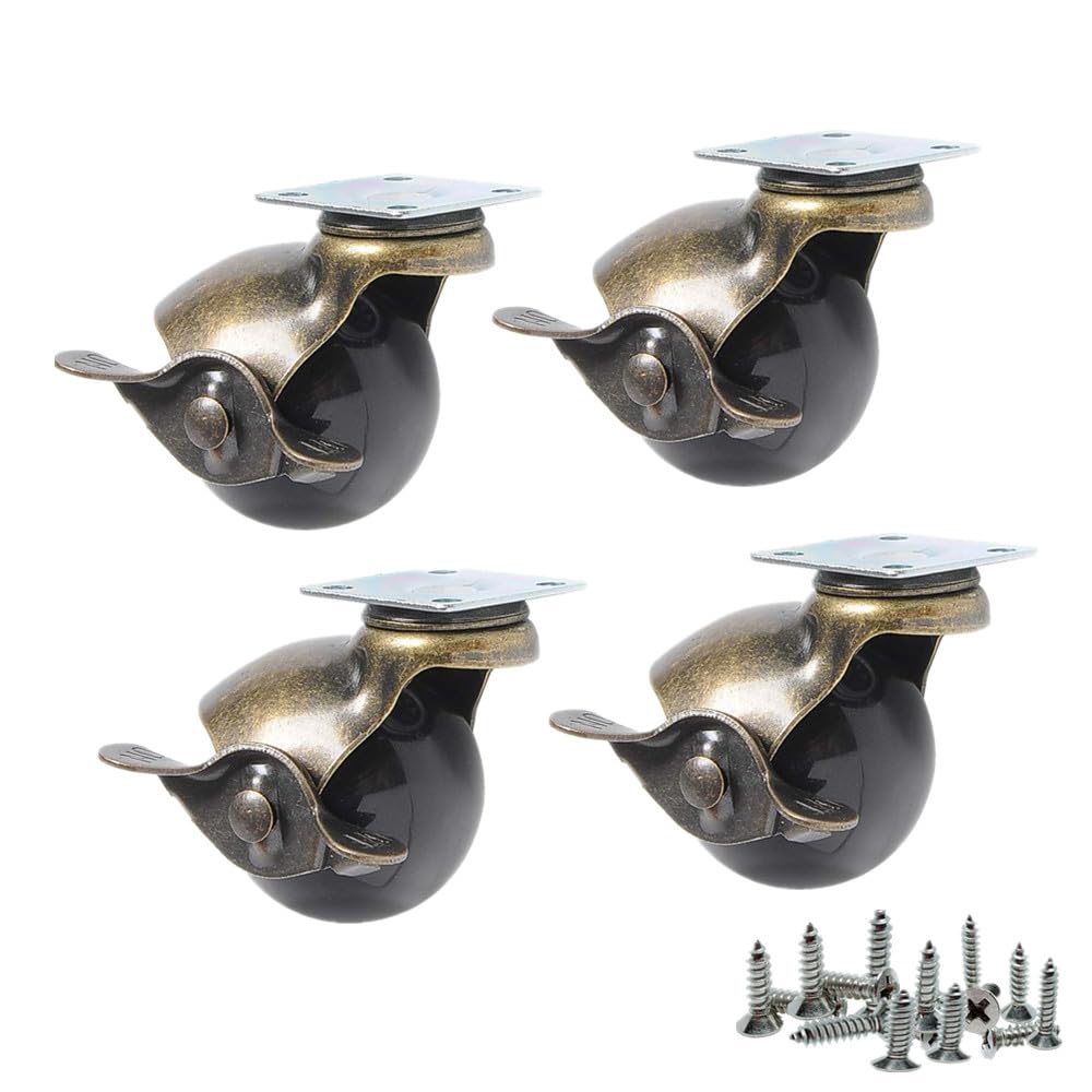 4 Pack, Youngine Antique Ball Caster Wheels Ball Swivel Plate Caster with 360°Rotation for Furniture Ottoman Sofa Cabinets Wheelchairs (2inch)