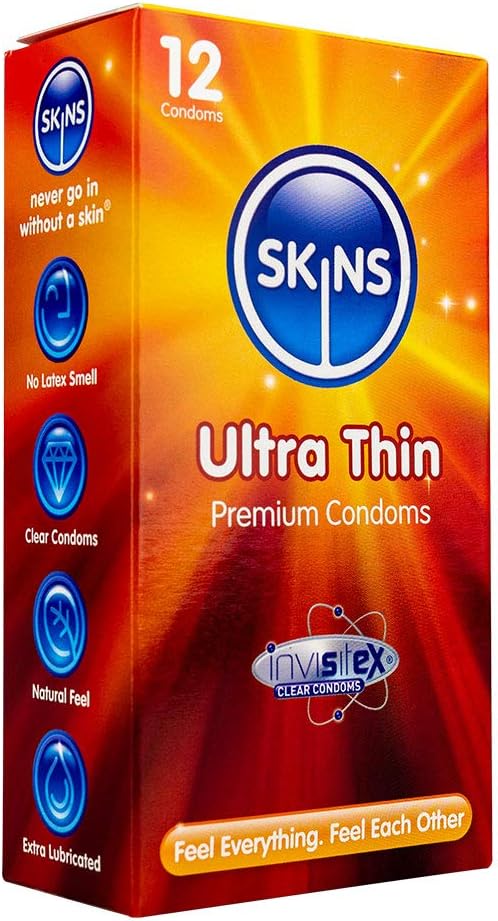 Skins AMSKUT12 Ultra Thin Premium Condoms Multipack, No Latex Smell and Extra Lubrication, Pack of 12, 12 count (Pack of 1) - Image 4