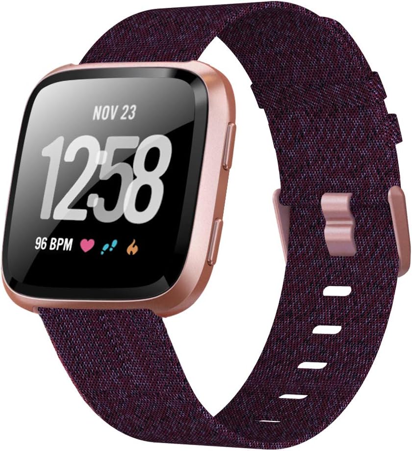 XIMU Bands Compatible with Fitbit Versa/Versa 2 / Versa Lite, Soft Woven Fabric Replacement Band Quick Release Canvas Strap Wristbands Accessories Women Men for Versa Smart Watch