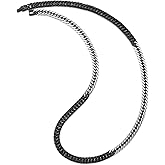 COOLSTEELANDBEYOND 8mm Steel Curb Chain Miami Cuban Chain Necklace Silver Black Two-tone, Satin Polished, Mens