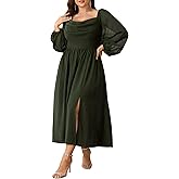 SHESTARR Women's Plus Size Dress Chiffon Long Sleeve Cowl Neck Wedding Guest Cocktail Party Maxi Dress
