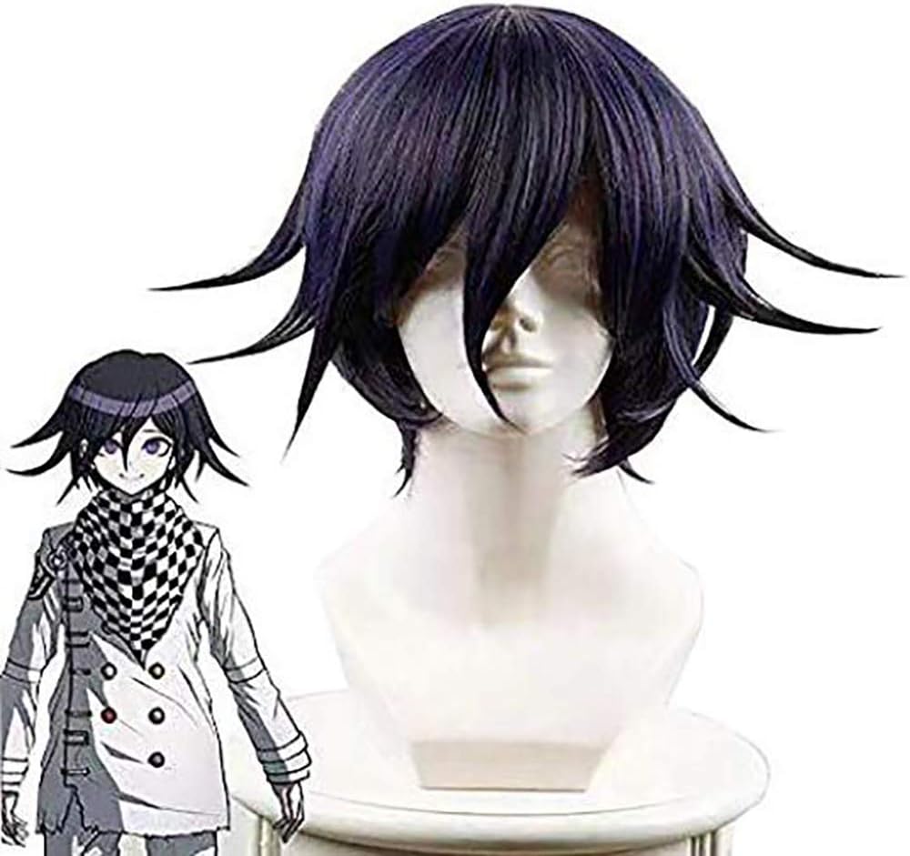 Ouma Kokichi Wig,Anime Danganronpa Cosplay Cosutme Black Purple Hair for Men