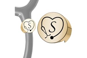 DIBOTA Stethoscope Name Initials Tag Gifts for Nurses Personalized Handmade Name Tag Stethoscope Alphabet Tag First Letters Nurse Accessories for Work Gifts for Doctor (S)
