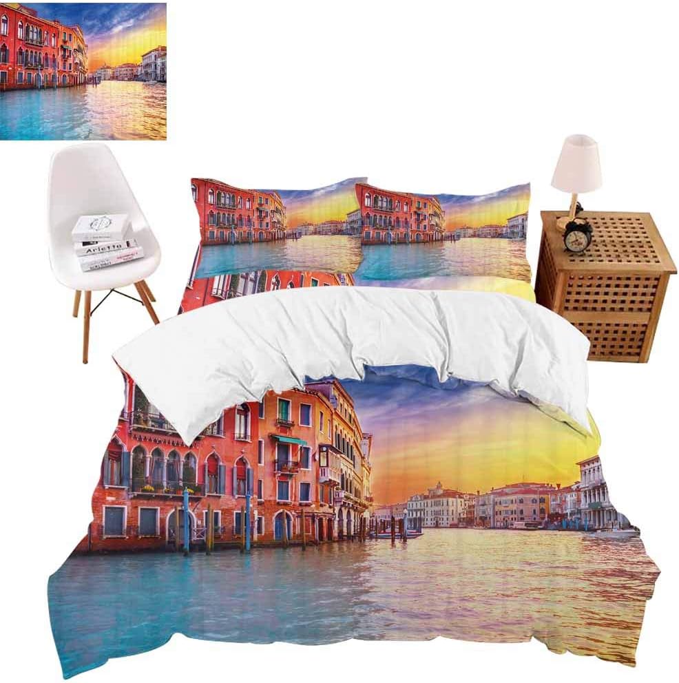 vroselv-home 4 Piece Bedding Set, Magical Venice Canal Christmas Decor Duvet Cover Set Quilt Bedspread for Childrens/Kids/Teens/Adults - California King Size/NO Comforter