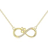 KECHO Gold Infinity Necklace 14K Gold Moissanite Infinty Clover Pendant Necklace Jewelry Christmas Gifts for Women