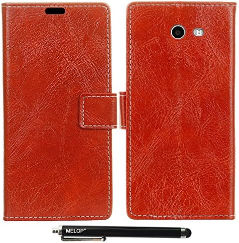 Case for Galaxy J7 2017/ / J7 V / J7 Prime / J7 Perx / J7 Sky Pro/ Galaxy Halo Case, MELOP Retro PU Leather Wallet Flip Magnet Case Cover with Credit ID Cards Slots for Samsung Galaxy J7 2017 - Red