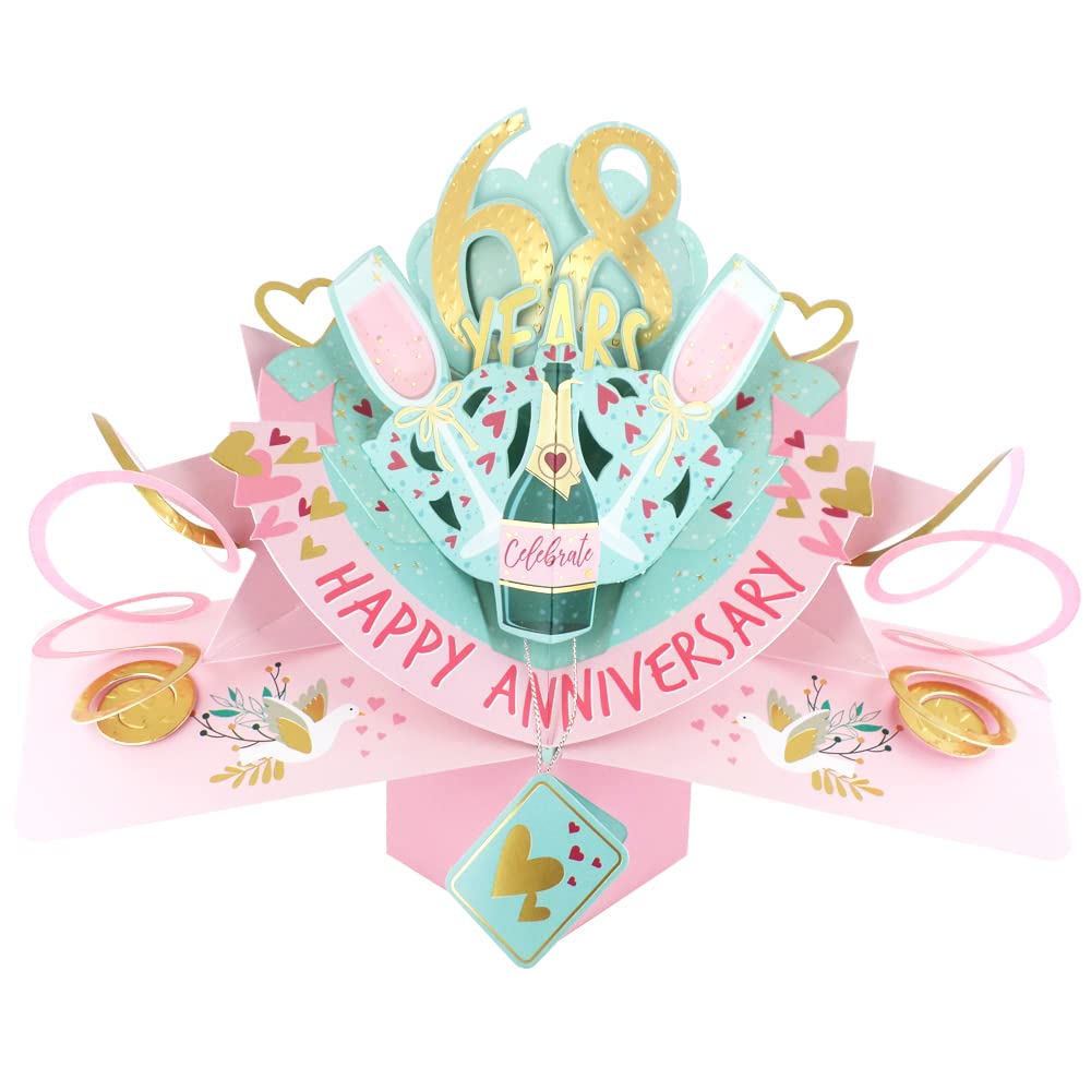 68 Years Happy 68th Anniversary Pop-Up Greeting Card Love Kate's 3D Pop Up Cards POP216MC68