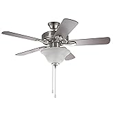 Miseno MCF31308 52" 5 Blade Indoor LED Ceiling Fan with Pull Chain and Alabaster Glass Shade - Brushed Nickel