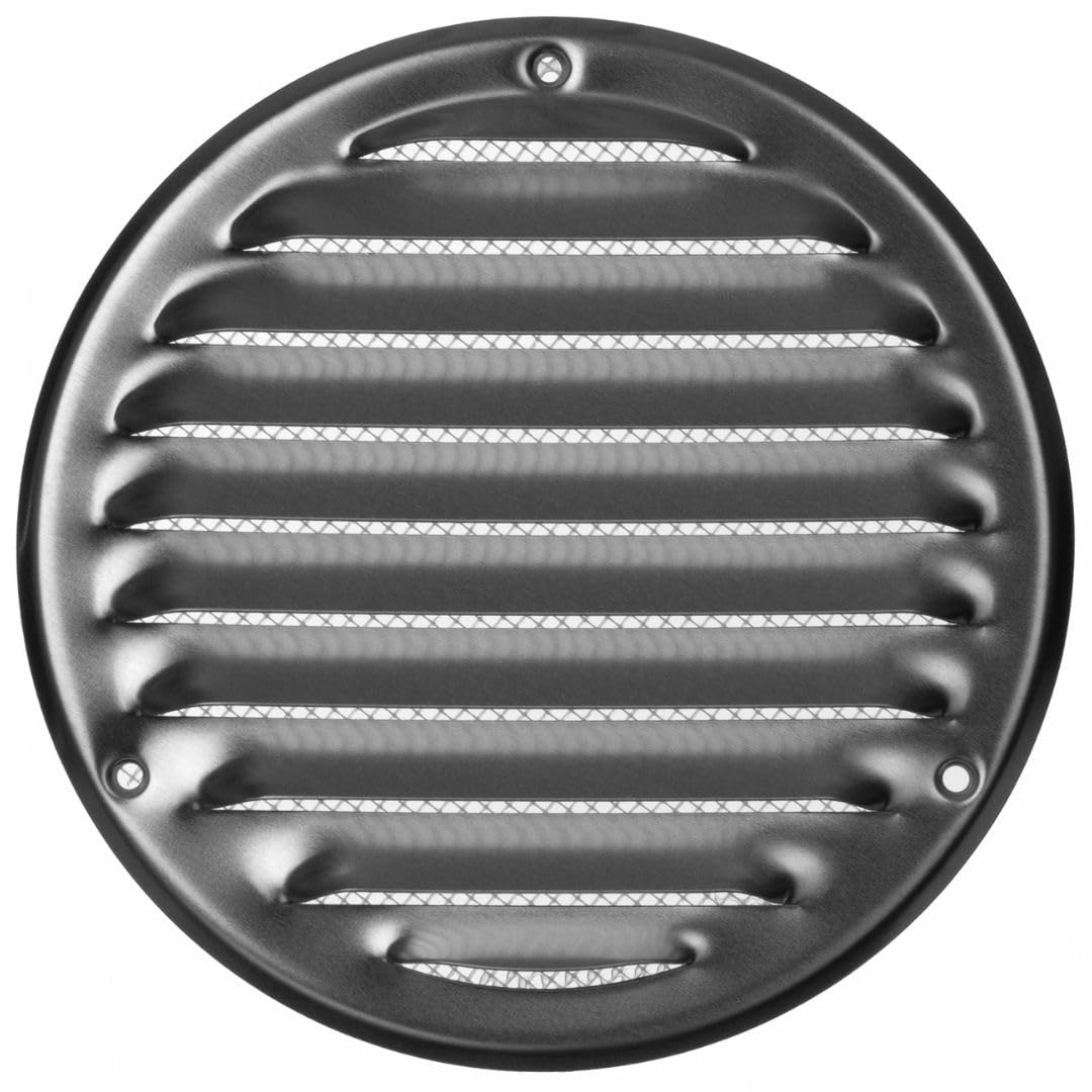 LIRAST 125mm Vent Cover Aluminium - 5 inch Wall Vent Cover with Insect Mesh - Round Ceiling Soffit Vents - External Vent Cover - Metal Ventilation Grilles - Air Vent Covers for Walls