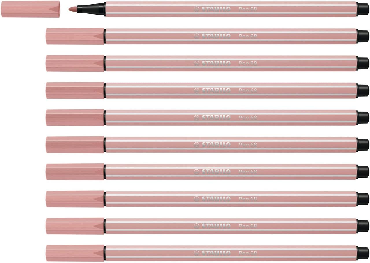 STABILO Pen 68 - Premium Fibre-Tip Pen - Pack of 10 - Blush, 1 count (Pack of 10)