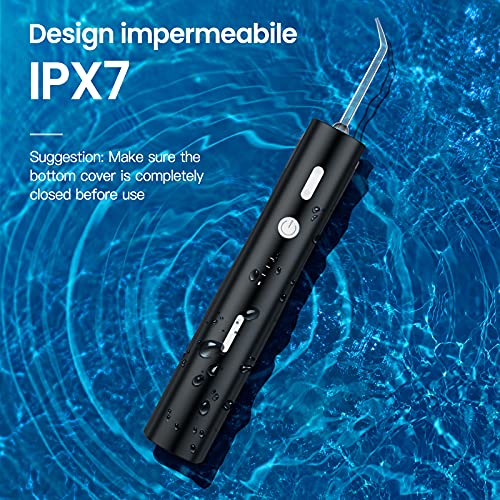 Irrigatore Orale Professionale, Filo Interdentale Portatile, 5 Modalità e 4 Specie 360° Sostituzione di ugello Rotante, Cura Dentale, Linea di Acqua orale, Ricarica USB, Adatto per Viaggi e Famiglia