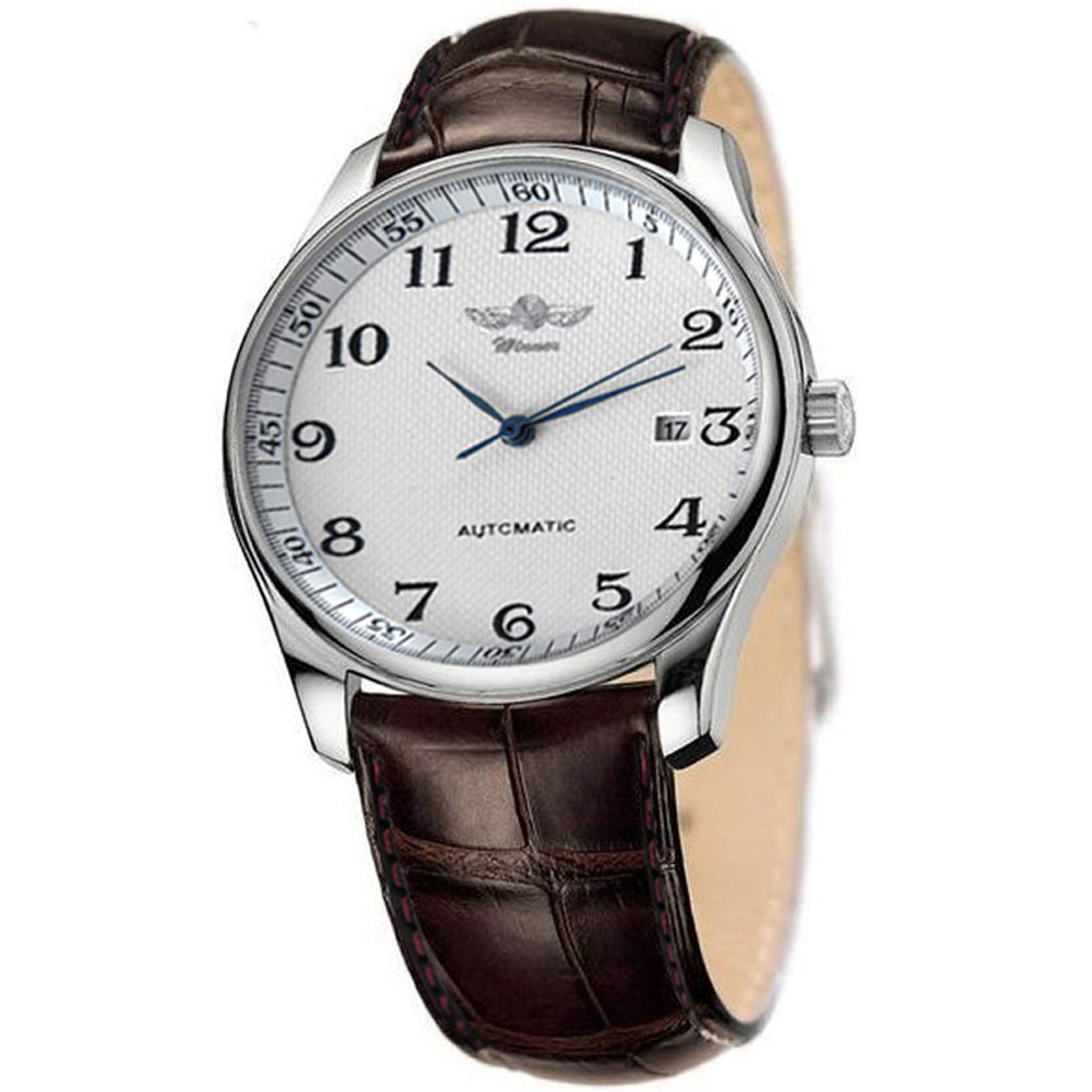 Winner Men's Classic Automatic Mechanical Day Calendar Luxury Leather Band Watch