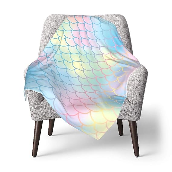Rainbow Mermaids Spark Scale Fleece Nursery Blanket Bed