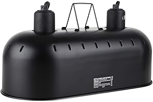 DXOPHIEX 15inch Dual Reptile Light Fixture, Max 150W Dual Reptile Heat Lamp with Separate Switches, Double Dome Lamp UVB Light Fixture for Bearded Dragon, Turtles, Snake and Lizard Terrarium