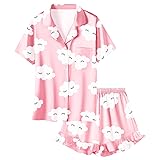 Umeyda Girls Satin Silky Collar V Neck Ruffle Short