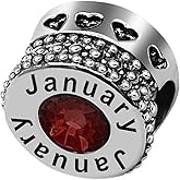 JMQJewelry Valentine's Day 2023 Heart Dangle Birthday Birthstone Jan-Dec Month Womens Bead Charms for Bracelets Christmas