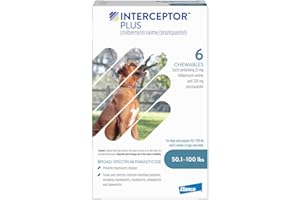 Interceptor Plus Prevention for Heartworm + 4 Other Worms for Dogs 50.1-100 lbs. | 6 Chews, 6-Month Supply