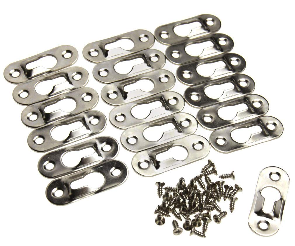 20 PCS Keyhole Hanger Metal Fasteners Rivet Fittings 42mm x 16mm for Picture Frames Mirrors Cabinet Rivet Fittings