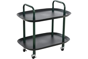 Main + Mesa Modern Plastic and Metal 2-Tier Trolley, Black and Dark Green