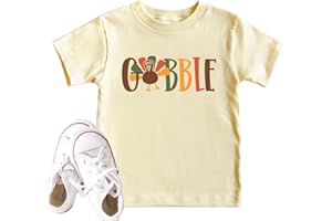 CAZYCHILD Thanksgiving Shirt Toddler Boys Girls Funny Turkey T-Shirt Kids Gobble Till You Wobble T-Shirt Thankful Grateful Tops