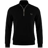 Fred Perry Men's Half Zip Sweatshirt Black/Ecru/Laurel Wreath Green